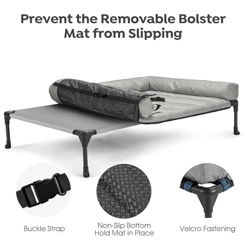 Veehoo Cooling Elevated Dog Bed Add Removable Waterproof Bolster Cushion Mat, Raised Pet Cot with Breathable Teslin Mesh, No-Slip Feet, Dog Couch Bed for Indoor Outdoor, 42x30inches, Grey, CWC2331B by Veehoo - Image 4