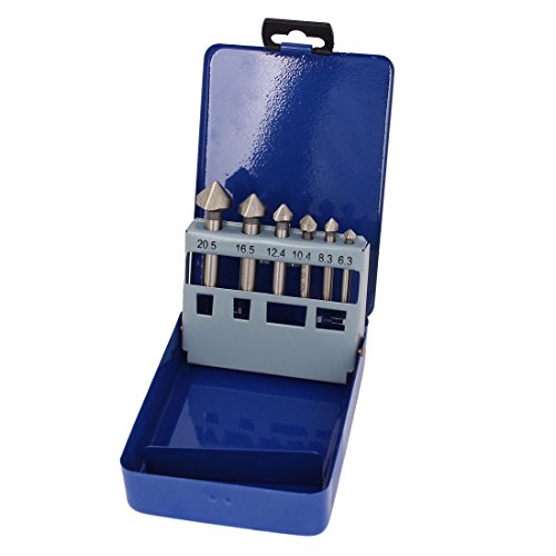 Aexit 6 pezzi 6 dimensioni Fresa per smusso HSS da 90 gradi Fresa per smussare ID: 722209