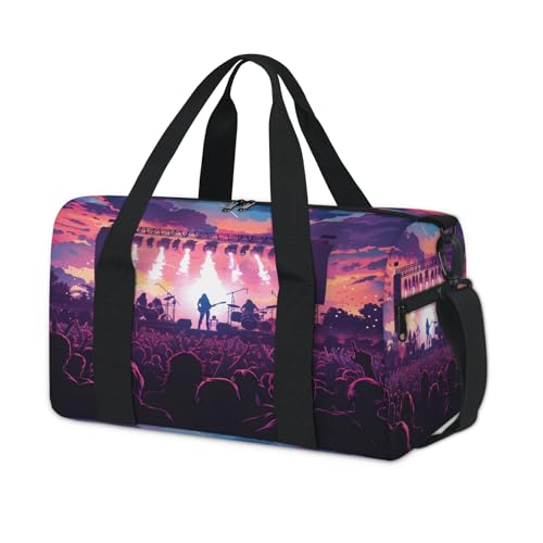 Happy Music Festival Sports Duffle Bag for Women Men Waterproof Overnight Weekender Bag with Adjustable Strap Travel Tote Bags for Beach Yoga Work Dance Swim