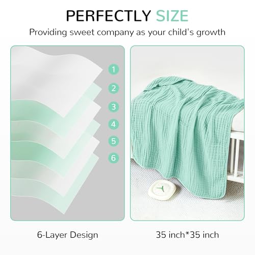 Image of 3-Pack Muslin Hooded Baby Towels, Light Green + Pink + Yellow, 35 inch X 35 inch | 100% Cotton, Ultra-Soft & Highly Absorbent ,Quick-Dry for Delicate Skin, For Babies, Toddler and Newborn