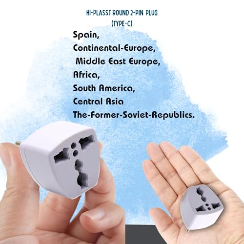 Image of Hi-Plasst India to Europe Travel Adapter Plug (Pack of 2) Type C Power Plug Converter, Universal Socket for Denmark, Switzerland, Italy, Brazil, South Africa, Israel - Compact & Lightweight for Travel