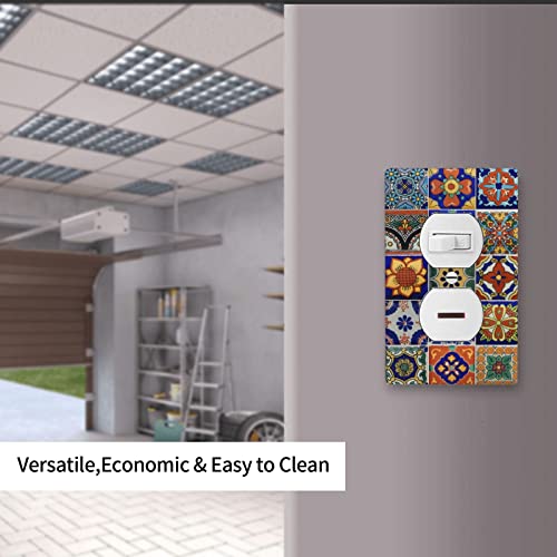 1-Gang Duplex Device Receptacle Wallplate ,Talavera Mexican Tiles Decorative Duplex Wall Plate Electrical Outlet Covers,Size 4.50" X 2.76" #TOP6