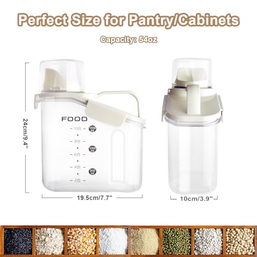 Miniatura 3 de Botes Cocina Almacenaje Recipientes Herméticos Para Alimentos, Reutilizables Sellados Con Tapa De Plástico Organizadores Conservar Contenedores Para Cereales 2 Piezas X 1.5l - Blanco Azul
