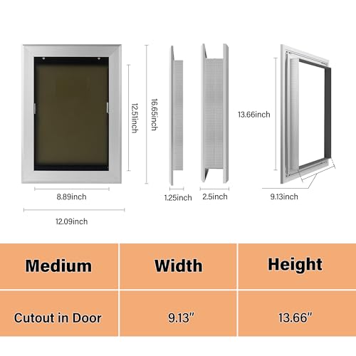 TIMOSS Porta de alumínio durável para cães, à prova de intempéries com trava deslizante, túnel retrá