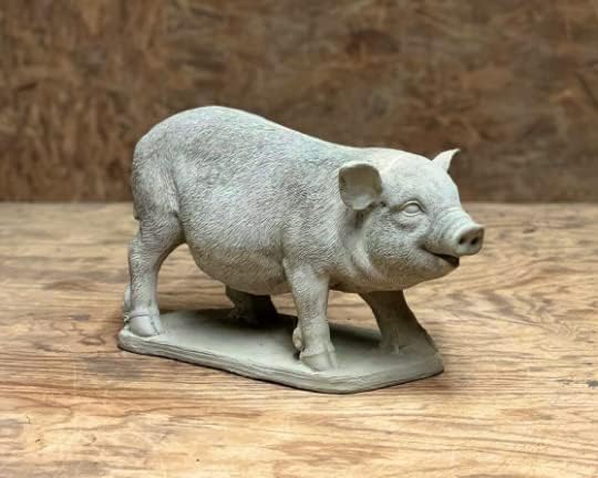 Massive Pig Statue Concrete Farm Animal Figure Large Standing Pig Figurine Garden Art