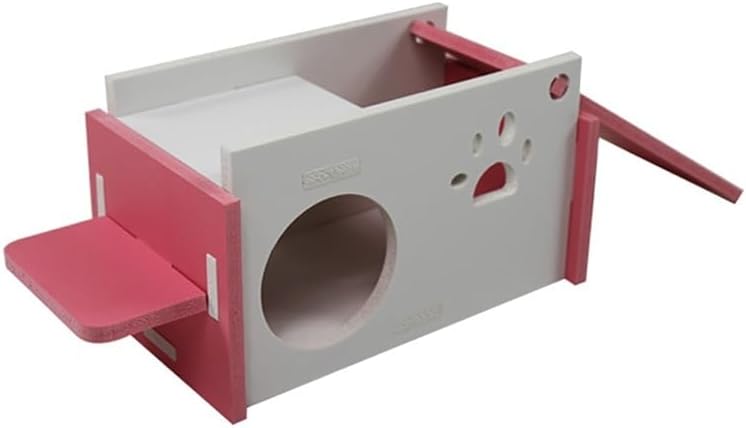 Hamster House Hamster Cage Paw Decor Small Animal Hideout Hamster House with Ladder Hamster Cage House for Squirrel Hamster Cages and Habitats (Color : Gray)