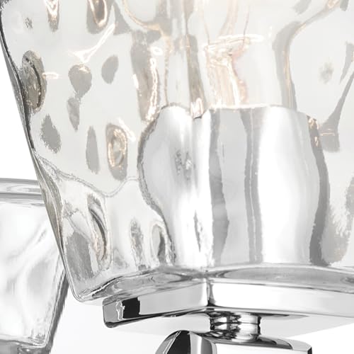 Image of Kichler Marant 5 inch 1-Light Wall Sconce Bathroom Vanity Light Fixture with Clear Water Glass in Chrome for Bathroom, Powder Room, Hallway (5 inch W x 9.5 inch H), 55214CHWTR
