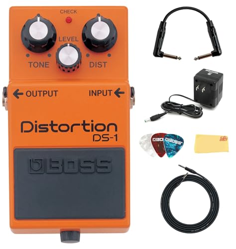Boss DS-1 Distortion Bundle with Gearlux Power Supply, Instrument Cable, Patch Cable, Picks, and Austin Bazaar Polishing Cloth by BOSS - Used condition - US$121.62