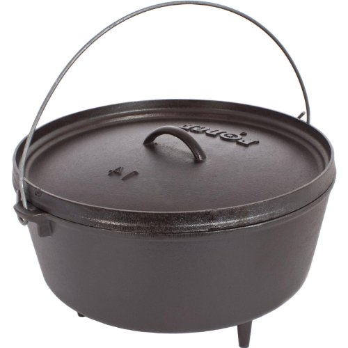 Lodge 10 Quart Pre-Seasoned Cast Iron Camp Dutch Oven With Lid - Dual Handles - Use In The Oven, On The Stove, On The Grill Or Over The Campfire - Black