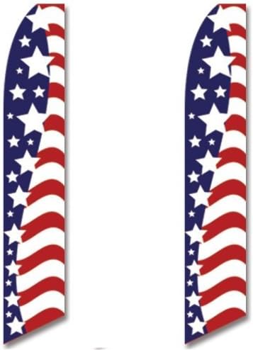 2 (two) Pack Tall Swooper Flags USA America American Stars Stripes