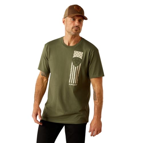 T-Shirt à Rayures Patriot ARIAT Homme Confortable Vert Surplus M