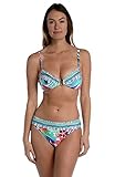 La Blanca Womens Underwire Draped Over The Shoulder Swimsuit Bikini Top, Multi Tropics of Tropez, 10 US