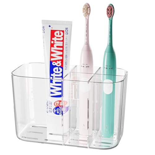 5 Slots Toothbrush Holders for Bathrooms, Wall Mounted Drill-Free Self-draining Wall Shower Holder...