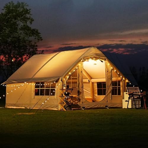 Tenda da campeggio gonfiabile con pompa, facile da installare, 2-8 persone, impermeabile, tenda gonfiabile di lusso con finestre in rete, porte, gancio e borsa per il trasporto