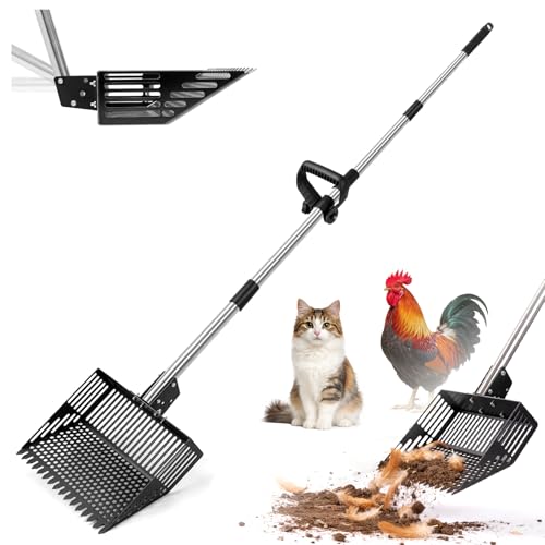 GIFANK Chicken Poop Scooper,10-INCH Adjustable Angle Chicken Coop Scoop,3-in-1 Sand