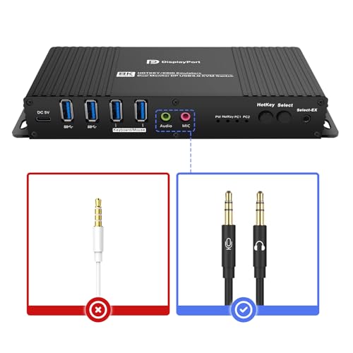 KVM HDMI 4 PC 2 moniteurs 4K 60Hz commutateur edid double affichage et raccourcis clavier - 7