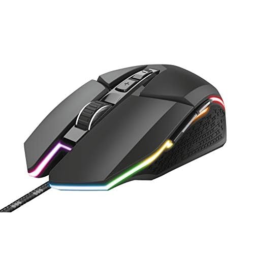 Trust Gaming GXT 950 Idon Programmierbare Gaming Maus (Mouse mit RGB-Beleuchtung, 500 bis 6000 DPI, 150 IPS, 7 Programmierbare Tasten) Schwarz