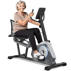 ALPHA CAMP Recumbent Exercise Bike 16-Level Resistance Magnetic Stationary Bike with Bottle Holder Adjustable Wide Cushioned Seat for Home,Heart Rate Handle,LCD Monitor,Bluetooth and App Connectivity