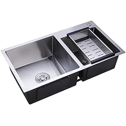 Fregadero Doble Con Escurridor Fregadero doble de acero inoxidable, fregadero empotrable con escurridor, bandeja de goteo, fregadero de cocina, fregadero doble, para cocina, baño, 78 x 43 x 21 cm