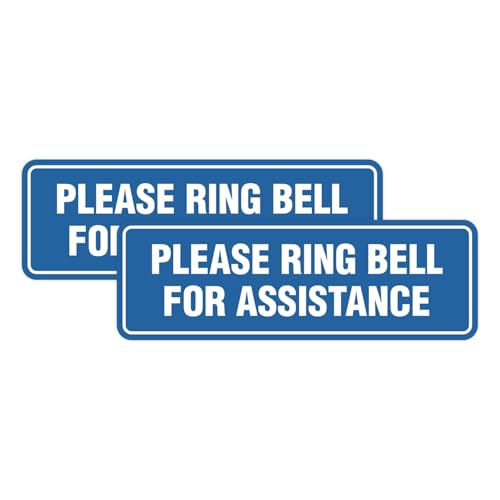 Panneau Please Ring Bell for Assistance lot de 2 bleu pour comptoir de réception