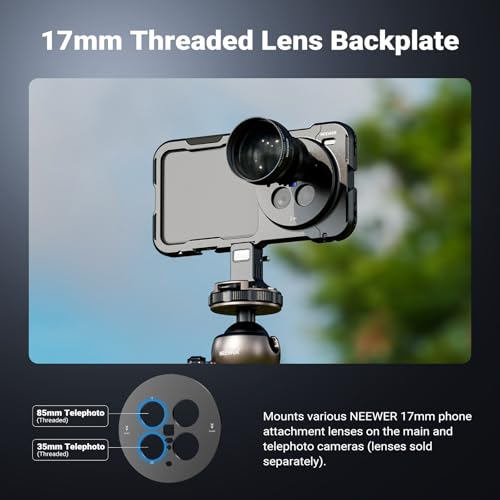 Image of NEEWER X200 Ultra Phone Cage, Quick Release Video Rig Stabilizer for Vlogging Filming Recording with 67mm Filter Ring 17mm Lens Backplate Filter Wrench Compatible with VIVO X200 Ultra, PA146 (Black)