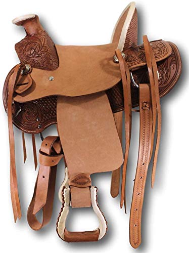 Rahmat International Wade Tree A Fork Premium Western Leather Roping Ranch Work Horse Saddle Tack, Headstall Breastplate(Size- 10 To 18 Inches Seat Available) (15.5" Inch Seat) #TOP14