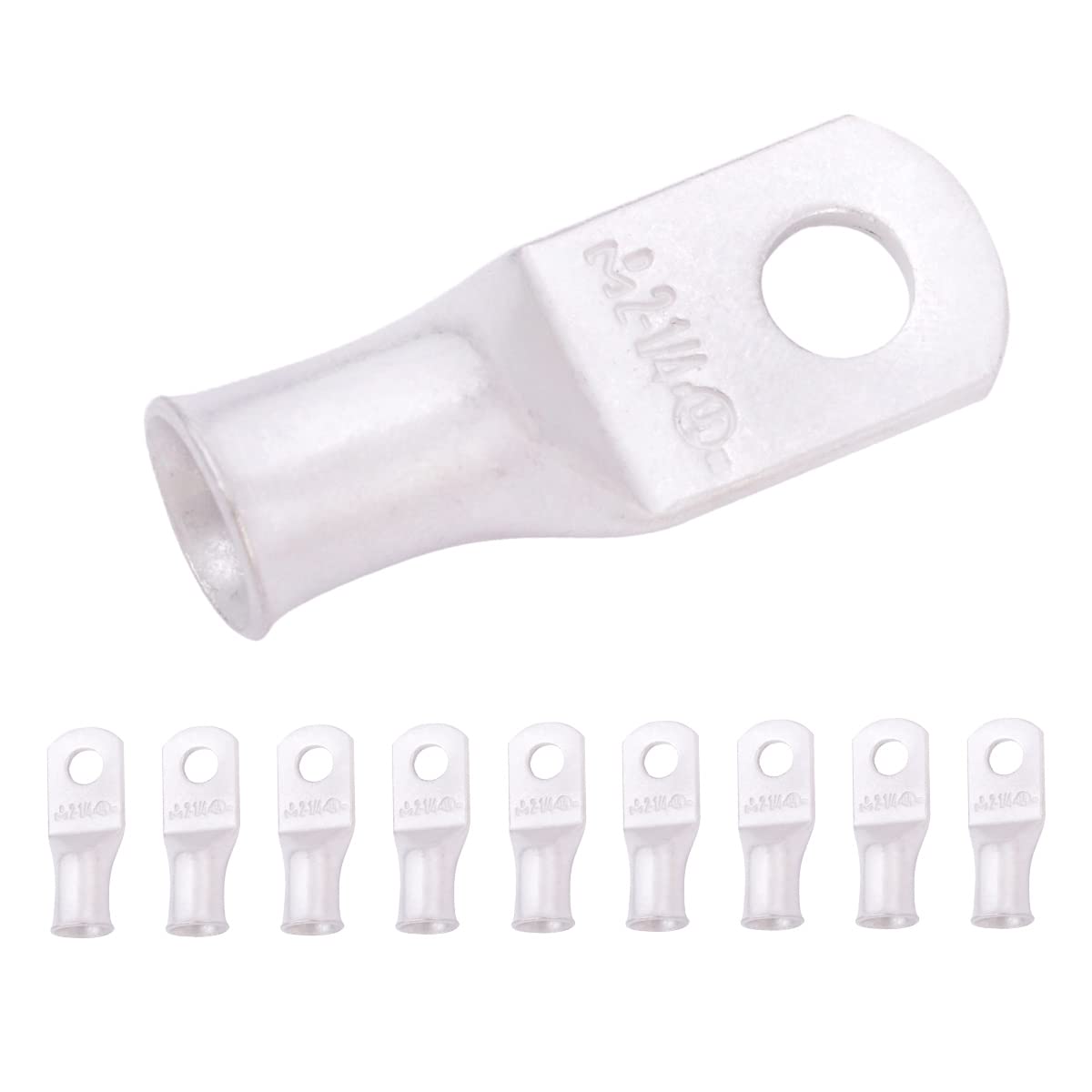 SELTERM 2 AWG (35 mm²) - 1/4" (M6) ⌀ Hole UL Marine Grade Wire Lugs, Battery Cable Ends, Tinned Copper Eyelets, Tubular Ring Terminal Connectors [B46] - 10 Pack