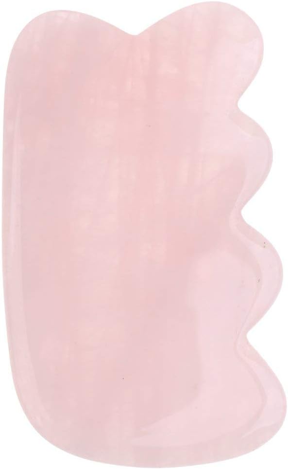 Pinkcity Kraft Acupuncture Zig Zak Shaped Pink Rose Quartz Guasha Board Facial Skincare, Natural Healing Stone Tools for Anti-Aging Anti-Wrinkles, Lifting Your Face and Lymphatic Drainage