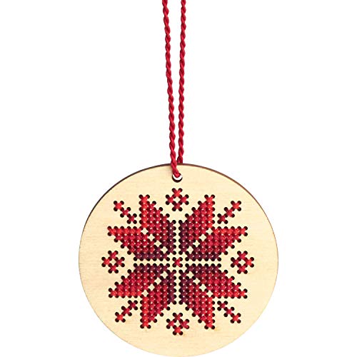 Dimensions Counted Cross Stitch, Nordic Snowflake Wooden Christmas Ornament Craft Kit, 1 Pc