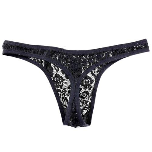 Men's Sissy Lace Thong Panties, Femboy Panty See-Through Floral Underwear Lingerie for Cross-dressers2