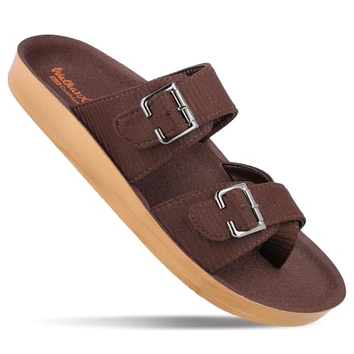 Image of Walkaroo Men's Double Buckle Slide Sandals|Open Toe Casual Flat Slippers,Adjustable Buckle Straps, Soft Cushioned Footbed, Fabric Upper,Lightweight Flexible Sole |Casual, Daily Wear, Home, Travel, Shopping&Comfortable Wear Sandals for Men's|WGR53044