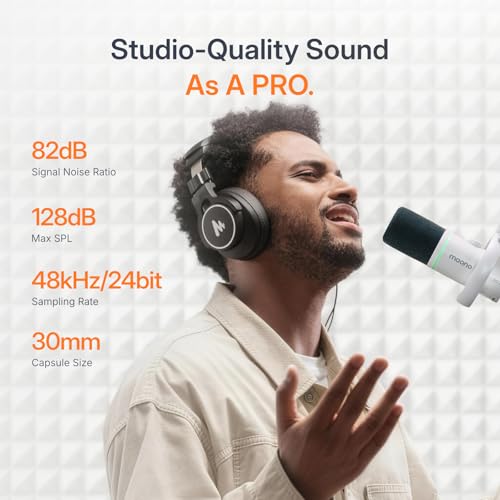 Image of MAONO PD200W Hybrid Wireless Podcast Equipment Bundle for 2, XLR USB Dynamic Microphone Kit with 2 Desktop Stand, Software, Noise Cancellation, for Co-hosted, Podcasting, Content Creation,White