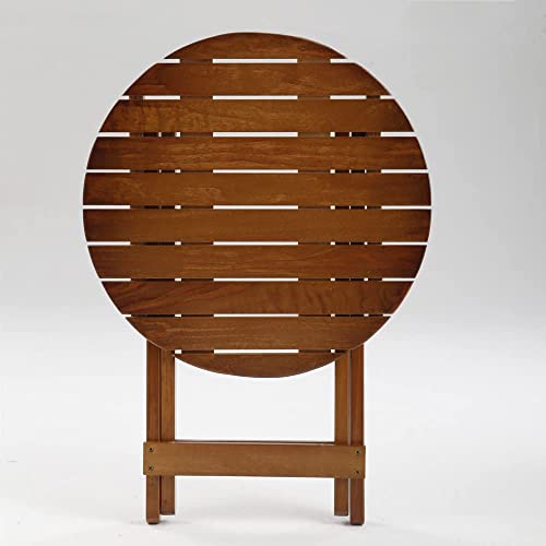 Bplusz Small Wood Round Folding Side Table, Plant Stand, Nightstand Adirondack Portable Brown 19.1" D X 19.1" W X 19.85" H #TOP4