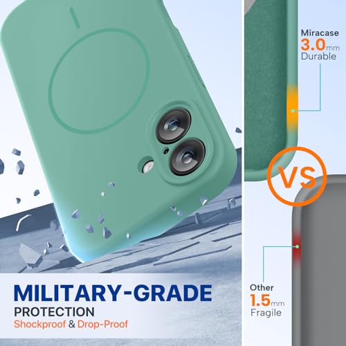 Image of Miracase Magnetic for iPhone 16 Plus Case, [Soft Anti-Scratch Microfiber Lining], Compatible with MagSafe, Liquid Silicone Shockproof Drop Protection Phone Case for 16 Plus,Midnight Green