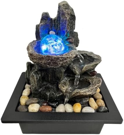 Indoor Tabletop Water Fountain Rotating Ball Rock Waterfall Fount...
