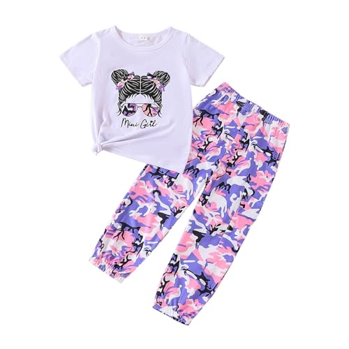 Image of Ayzozuy Kids Toddler Girl Clothes Letter Print Graphic Top + Leopard Print Flare Leg Pants 2PC Summer Clothing Set