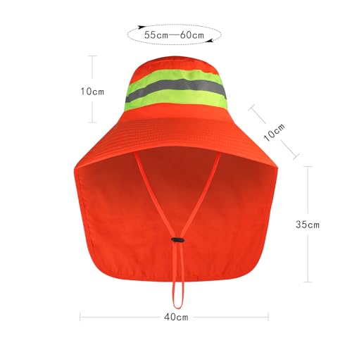 Image of Unisex High Visibility Reflective Bucket Hat Mesh Wide Brim Work Safety Boonie Hat Sun Protection Packable Sun Cap Bucket Cap