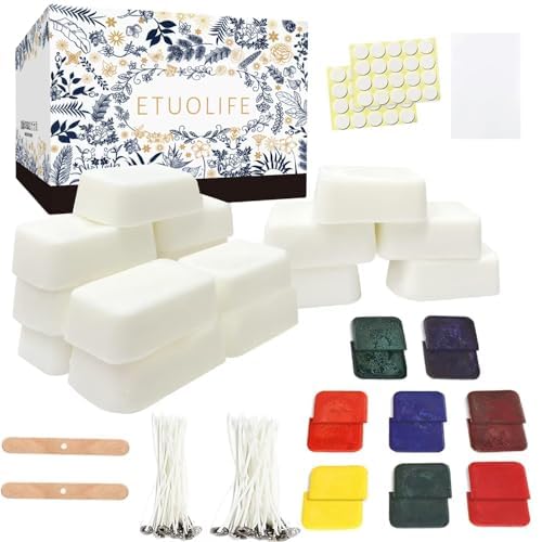 ETUOLIFE Kerzen Selber Machen Set, DIY Kerzenherstellung Kit für Erwachsene, Kerzenwachs zum Gießen, 960g Sojawachs, Kerzenwachs Farbstoffe Docht