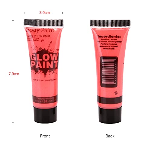 Domary 24 tubos 10ml / 0,34 onças de pintura corporal com luz ultravioleta Tinta corporal e facial c