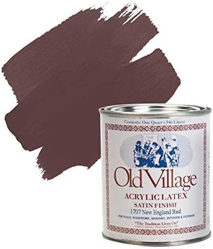 Old Village Satin New England Red Water-Based Paint Exterior and Interior 1 qt.