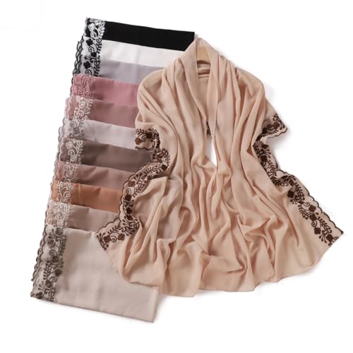 Embroidery Chiffon Hijab Scarf Head Wrap Lightweight Scarves for Women Pashmina Shawls and Wraps for Evening Dresses2