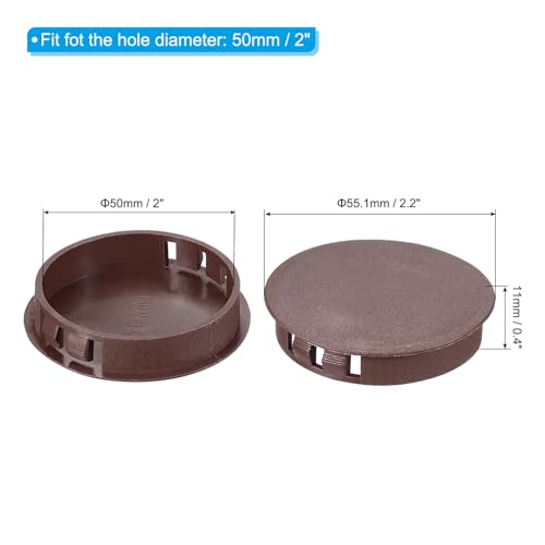 Image of PATIKIL 2 inch /50mm Plastic Hole Plugs, 20Pcs Flush Type Round Hole Plugs Cover Snap in Locking Hole Tube for Table Kitchen Cabinet Furniture, Dark Brown