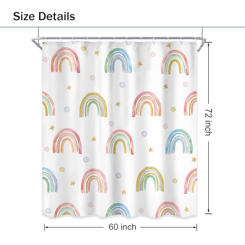 Image of Kids Rainbow Polka Dot Shower Curtain Colorful Bathroom Curtain Sets