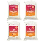 Fresh Feet Wipes - Travel Pack - Grapefruit - Antibacterial foot, hand, body wet wipes by Jasmine Seven (25 Count Pack of 4 = 100 wipes)