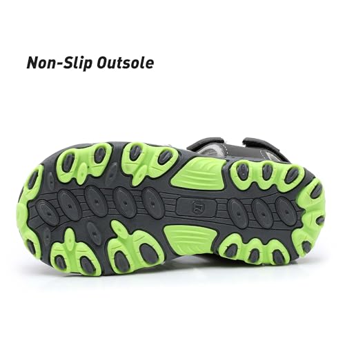 Image of Ahannie Toddler Sandals for Boys Girls Kids Closed Toe Outdoor Summer Shoes | Dual Hook-and-Loop, Adjustable Fit, Protective Wide Toe, Flexible Non-Slip Sole