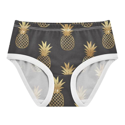 Wusikd Pineapple Gold Glitter Girls' Underwear Cotton Girls Briefs Soft Toddler Underwear 2T