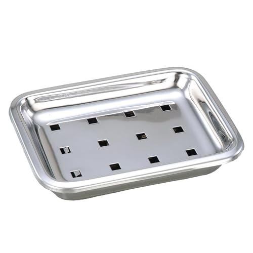 Image of Expresso Soap Dish Holder Stainless Steel Double Layer Soap Tray with Drain for Bathroom, Shower, Tub and Kitchen Sink (Rectangle)