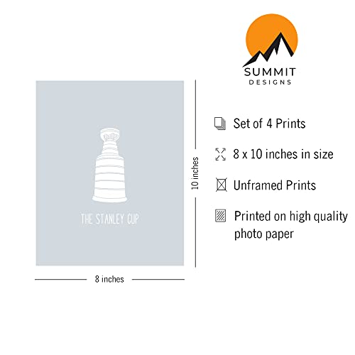 Hockey Nursery Bedroom Wall Art Decor Prints - Set Of 4 (8X10) Inch Poster Photos, Hockey Pictures Wall Decor, Hockey Posters For Boys Bedroom, Ice Hockey Wall Decor, Hockey Wall Art, Hockey Art #TOP1