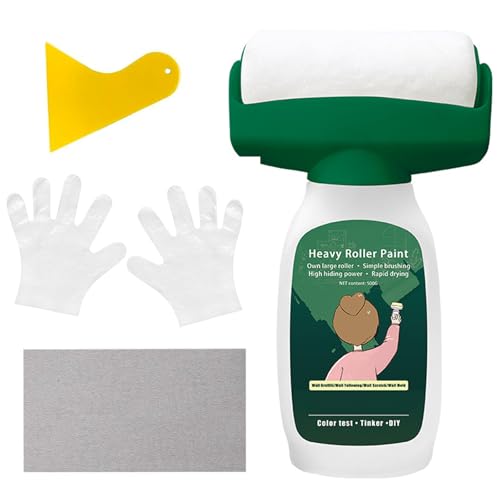 Chingcoo Pintura para retoques de pared, color blanco, 500 g, 2 en 1, color blanco, rodillo de reparación de pared, para graffiti, arañazos, manchas, paredes (con papel de arena, raspador, guantes)