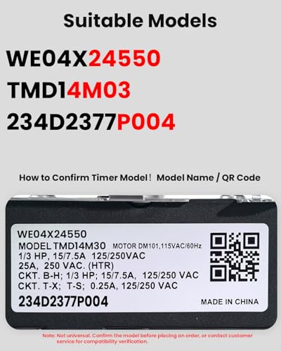 Image of 234D2377P004 WE04X24550 TMD14M30 Dryer Timer Compatible with GE /Hotpoint Dryers Fits GTD42GASJ0WW GTD42GASJ1WW GTD48GASW0WB GTX42GASJ0WW & More Replaces TMD16M12 234D2377P003 WE04X24549